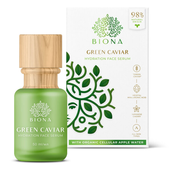 Természetes hidratáló szérum használat közben – Biona Green Caviar