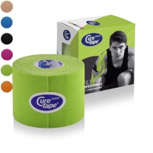 CureTape Sports kineziológiai tapasz elérhető színek – kék, fekete, bézs és lime zöld színváltozatban